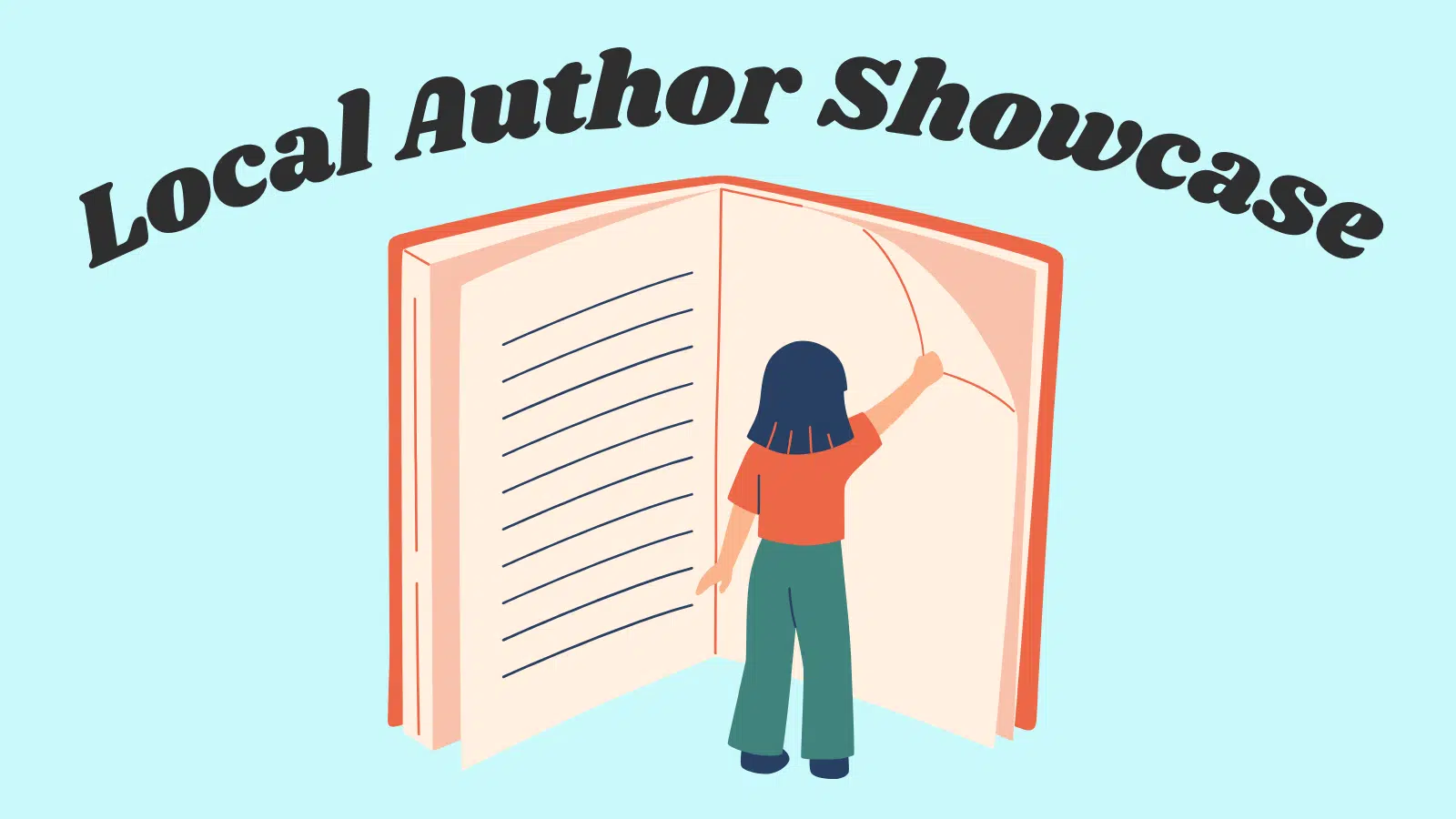 Illustration of a person turning pages on a book larger than herself!