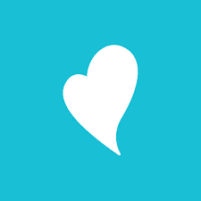 A white heart on a teal background