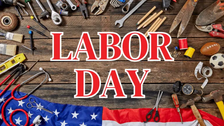 A Labor Day illustration with various work tools